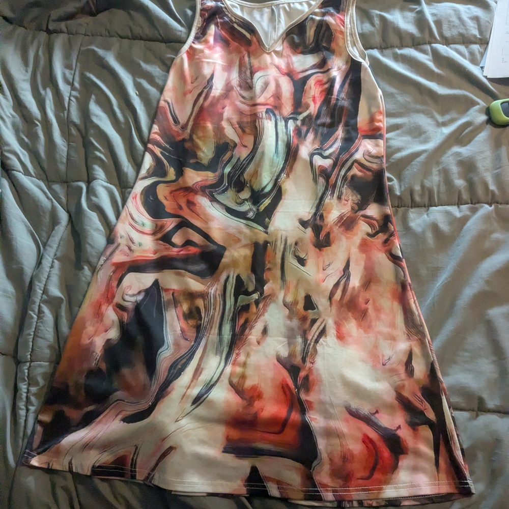 Abstract Swirl Sleeveless Dress